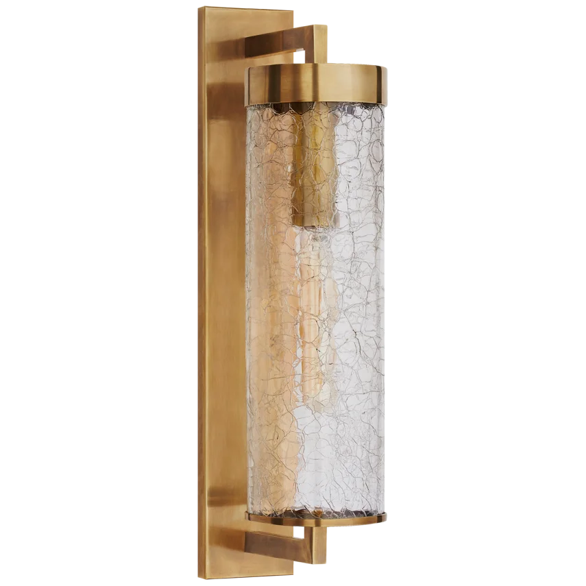 Limo Large Bracketed Outdoor Wall Sconce-Visual Comfort-VISUAL-KW 2123AB-CRG-Wall LightingAntique-Burnished Brass-Crackle Glass-2-France and Son