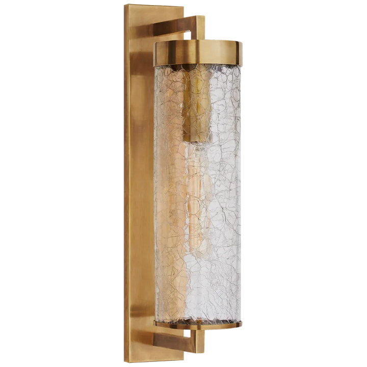 Limo Large Bracketed Outdoor Wall Sconce-Visual Comfort-VISUAL-KW 2123AB-CRG-Wall LightingAntique-Burnished Brass-Crackle Glass-2-France and Son