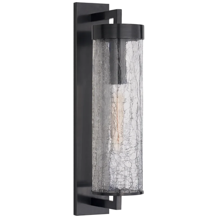 Limo Large Bracketed Outdoor Wall Sconce-Visual Comfort-VISUAL-KW 2123BZ-CRG-Wall LightingBronze-Crackle Glass-4-France and Son