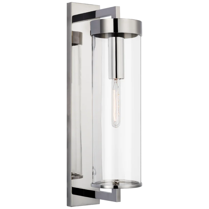 Limo Large Bracketed Outdoor Wall Sconce-Visual Comfort-VISUAL-KW 2123PN-CG-Wall LightingPolished Nickel-Clear Glass-5-France and Son