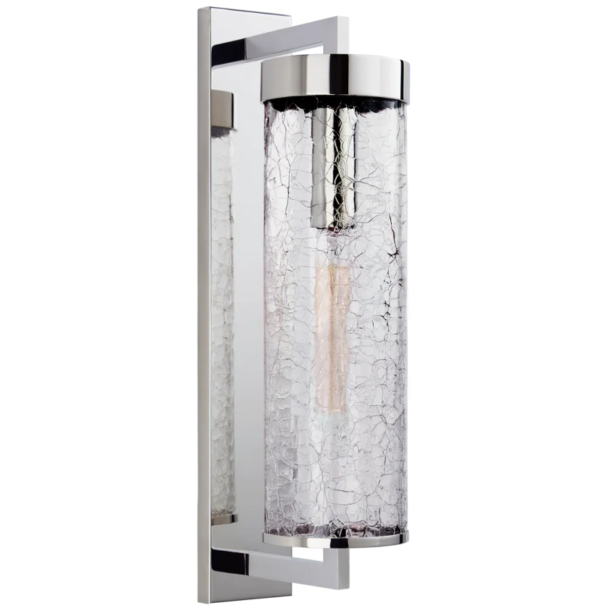 Limo Large Bracketed Outdoor Wall Sconce-Visual Comfort-VISUAL-KW 2123PN-CRG-Wall LightingPolished Nickel-Crackle Glass-6-France and Son