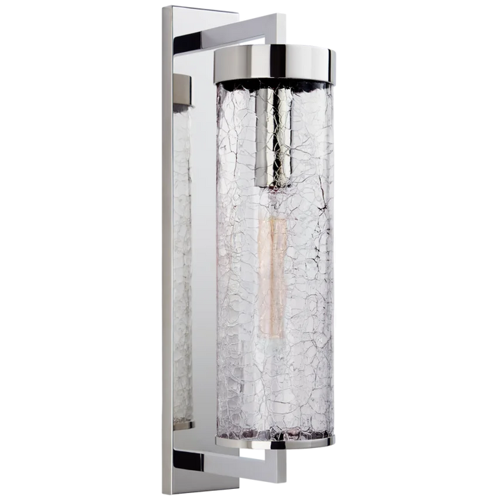 Limo Large Bracketed Outdoor Wall Sconce-Visual Comfort-VISUAL-KW 2123PN-CRG-Wall LightingPolished Nickel-Crackle Glass-6-France and Son