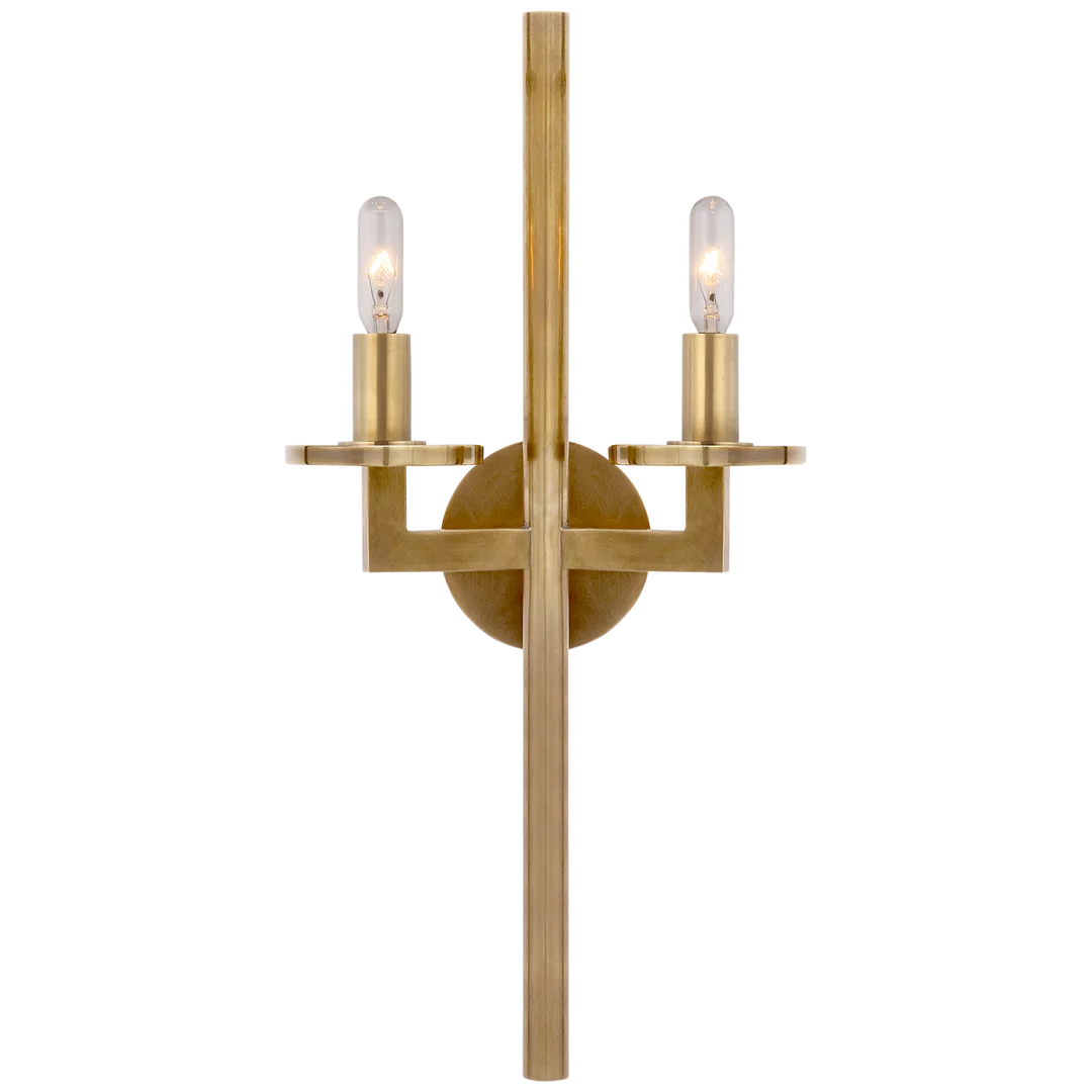 Limo Double Sconce-Visual Comfort-VISUAL-KW 2201AB-Wall LightingAntique-Burnished Brass-No Option-7-France and Son