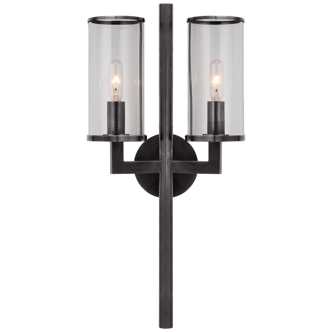 Limo Double Sconce-Visual Comfort-VISUAL-KW 2201BZ-CG-Wall LightingBronze-Clear Glass-3-France and Son