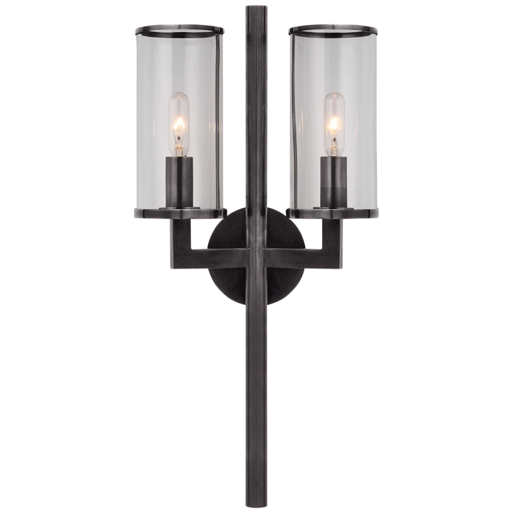 Limo Double Sconce-Visual Comfort-VISUAL-KW 2201BZ-CG-Wall LightingBronze-Clear Glass-3-France and Son