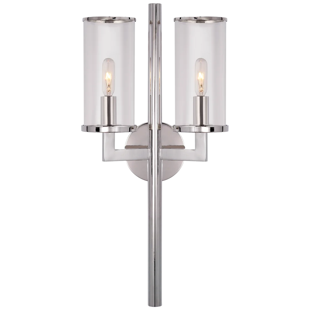 Limo Double Sconce-Visual Comfort-VISUAL-KW 2201PN-CG-Wall LightingPolished Nickel-Clear Glass-5-France and Son