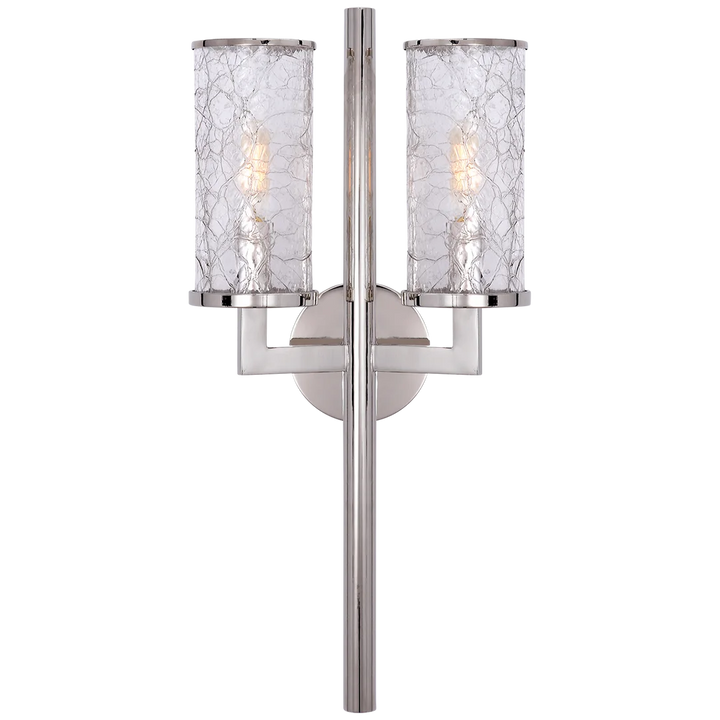 Limo Double Sconce-Visual Comfort-VISUAL-KW 2201PN-CRG-Wall LightingPolished Nickel-Crackle Glass-6-France and Son