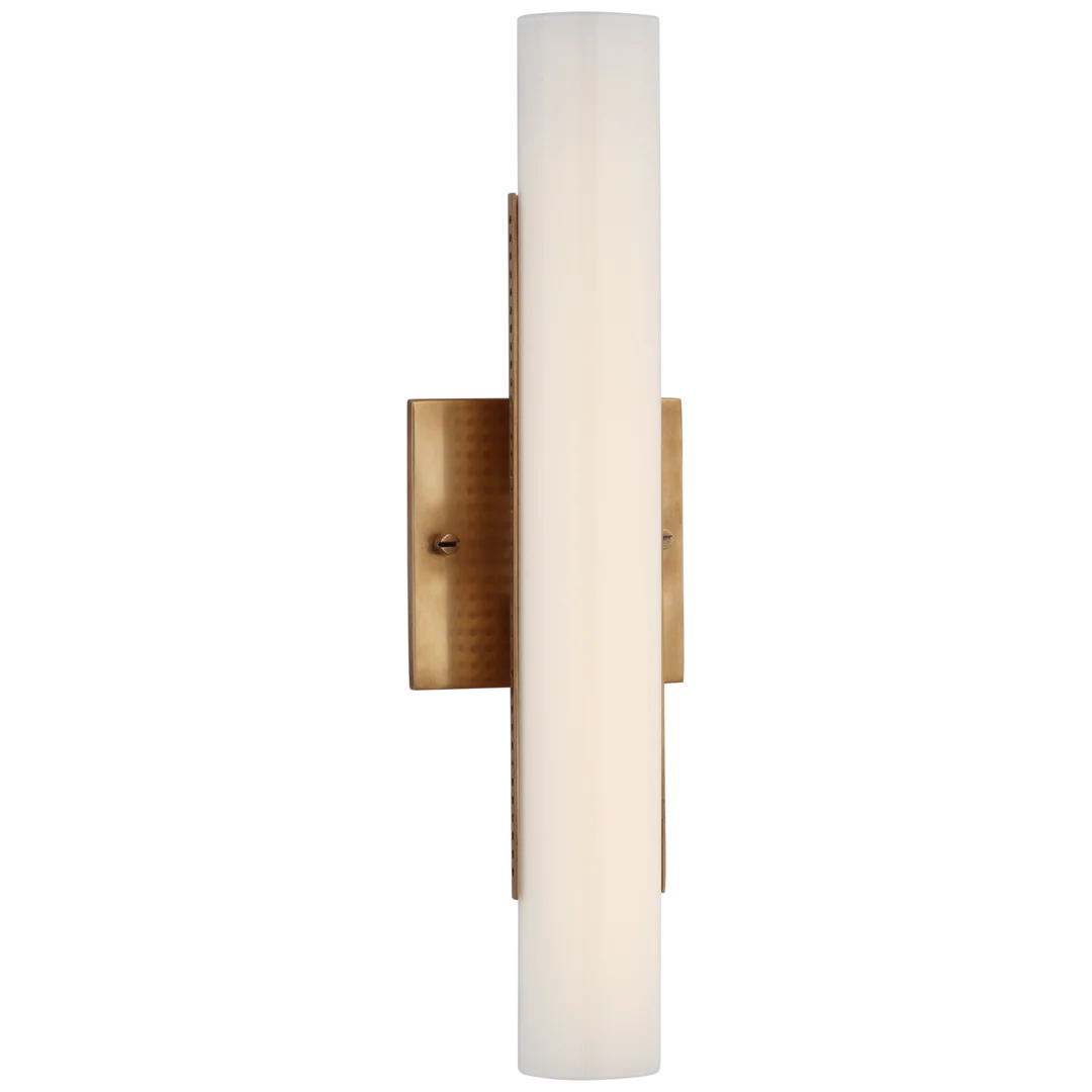 Peter 15" Bath Light-Visual Comfort-VISUAL-KW 2222AB-WG-Bathroom LightingAntique-Burnished Brass-White Glass-1-France and Son