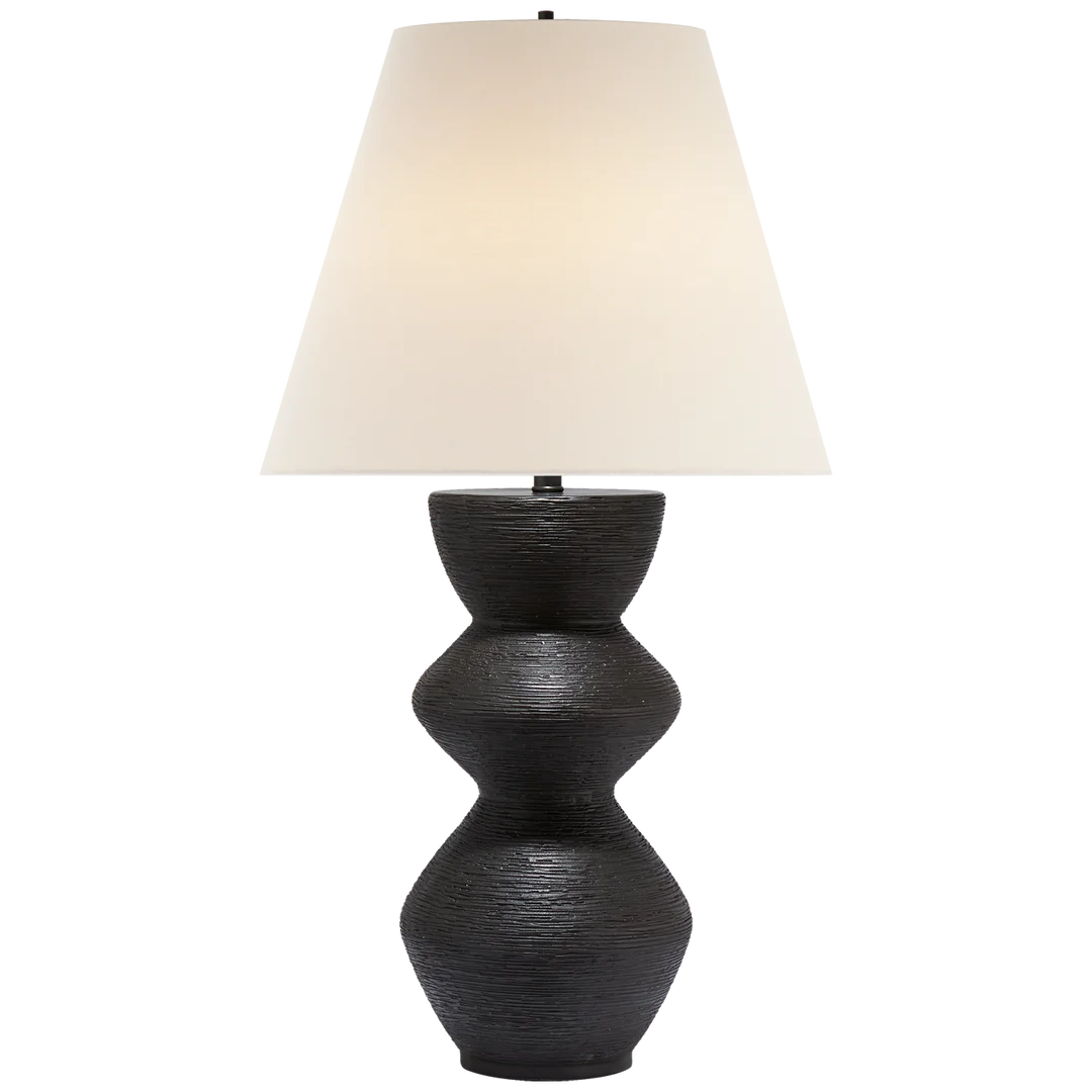 Uropia Table Lamp-Visual Comfort-VISUAL-KW 3055AI-L-Table LampsAged Iron-Linen Shade-1-France and Son