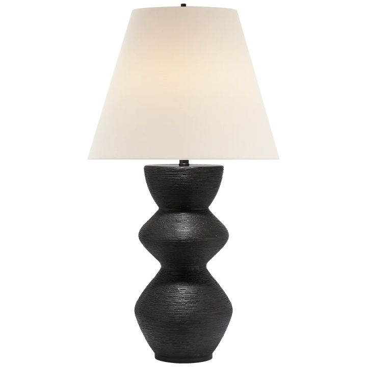 Uropia Table Lamp-Visual Comfort-VISUAL-KW 3055AI-L-Table LampsAged Iron-Linen Shade-1-France and Son