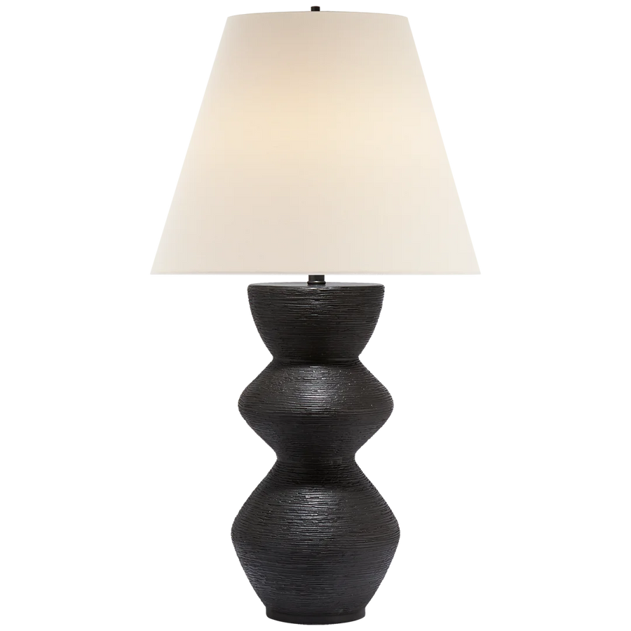 Uropia Table Lamp-Visual Comfort-VISUAL-KW 3055AI-L-Table LampsAged Iron-Linen Shade-1-France and Son