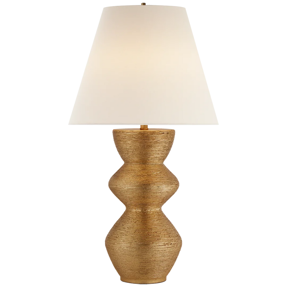 Uropia Table Lamp-Visual Comfort-VISUAL-KW 3055G-L-Table LampsGild-Linen Shade-2-France and Son