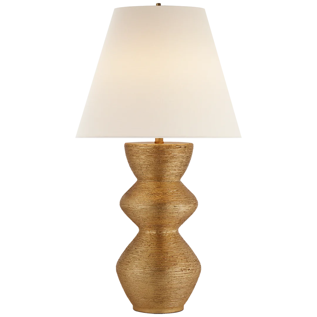 Uropia Table Lamp-Visual Comfort-VISUAL-KW 3055G-L-Table LampsGild-Linen Shade-2-France and Son