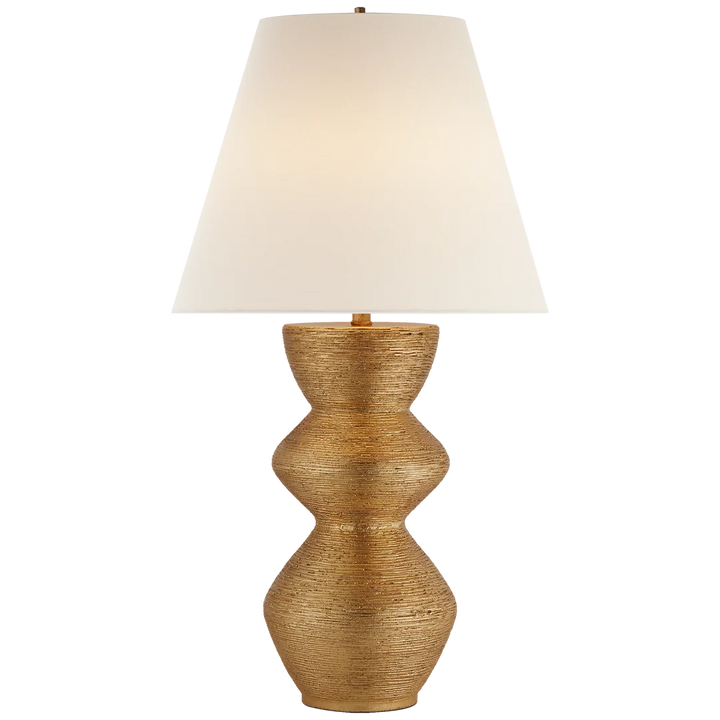 Uropia Table Lamp-Visual Comfort-VISUAL-KW 3055G-L-Table LampsGild-Linen Shade-2-France and Son