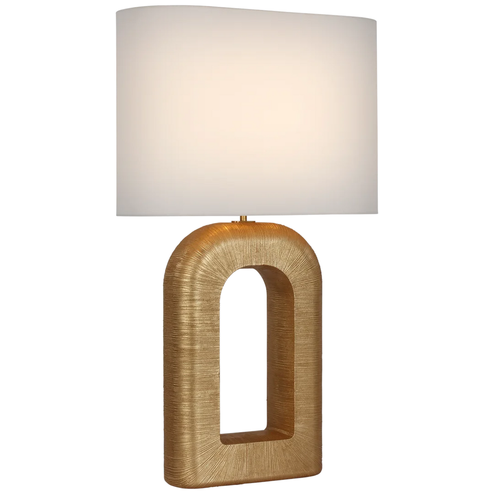 Uropia Large Combed Table Lamp-Visual Comfort-VISUAL-KW 3072G-L-Table LampsGild-Linen Shade-2-France and Son