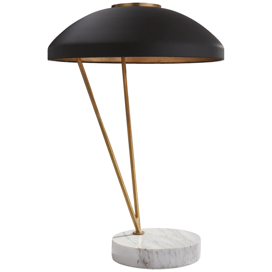 Croquette Table Lamp-Visual Comfort-VISUAL-KW 3331AB/BLK-Table LampsAntique-Burnished Brass and White Marble-Black Shades-1-France and Son