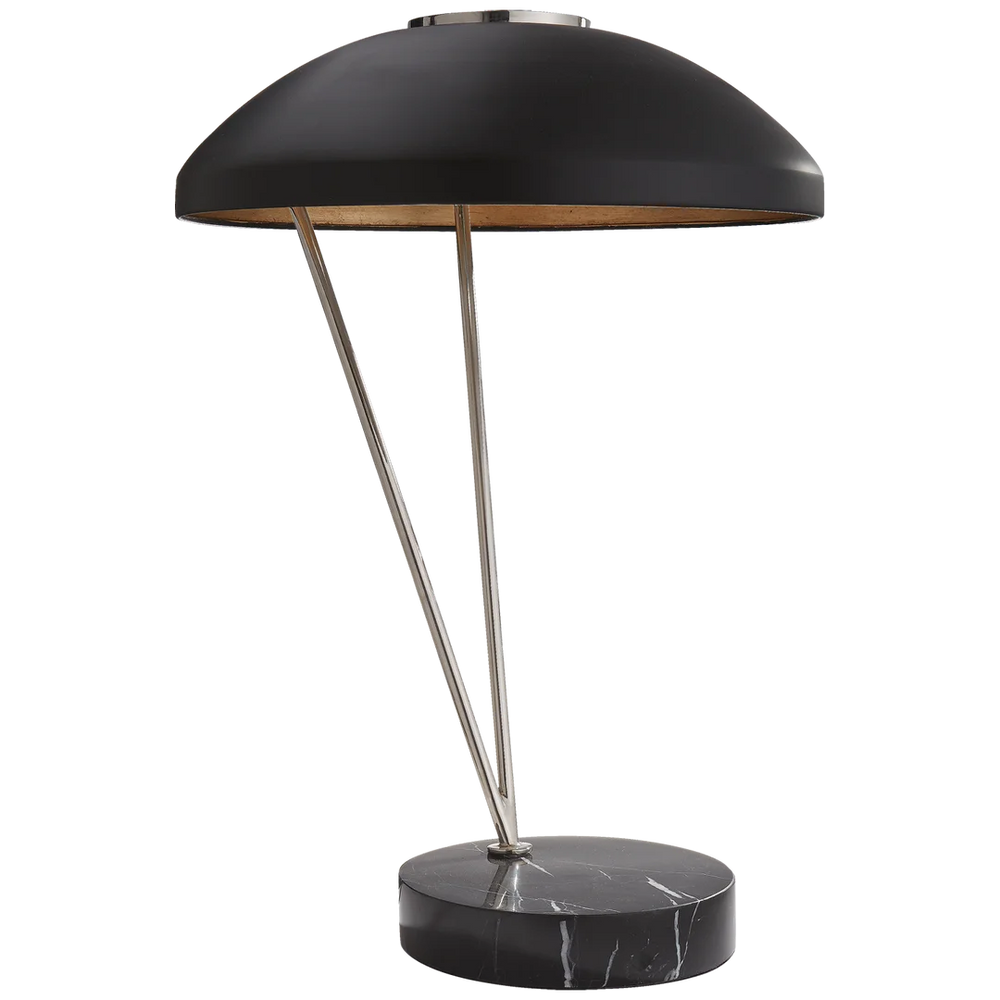 Croquette Table Lamp-Visual Comfort-VISUAL-KW 3331AB/BLK-Table LampsAntique-Burnished Brass and White Marble-Black Shades-2-France and Son