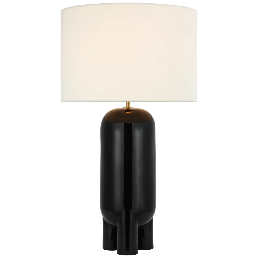 Charlene Large Table Lamp-Visual Comfort-VISUAL-KW 3664BLK-L-Table LampsMatte Black-Linen Shade-1-France and Son