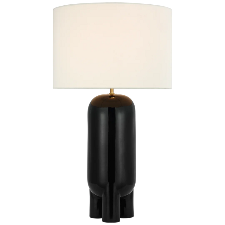 Charlene Large Table Lamp-Visual Comfort-VISUAL-KW 3664BLK-L-Table LampsMatte Black-Linen Shade-1-France and Son