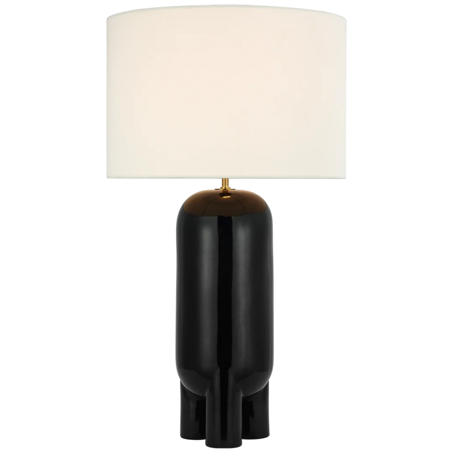 Charlene Large Table Lamp-Visual Comfort-VISUAL-KW 3664BLK-L-Table LampsMatte Black-Linen Shade-1-France and Son