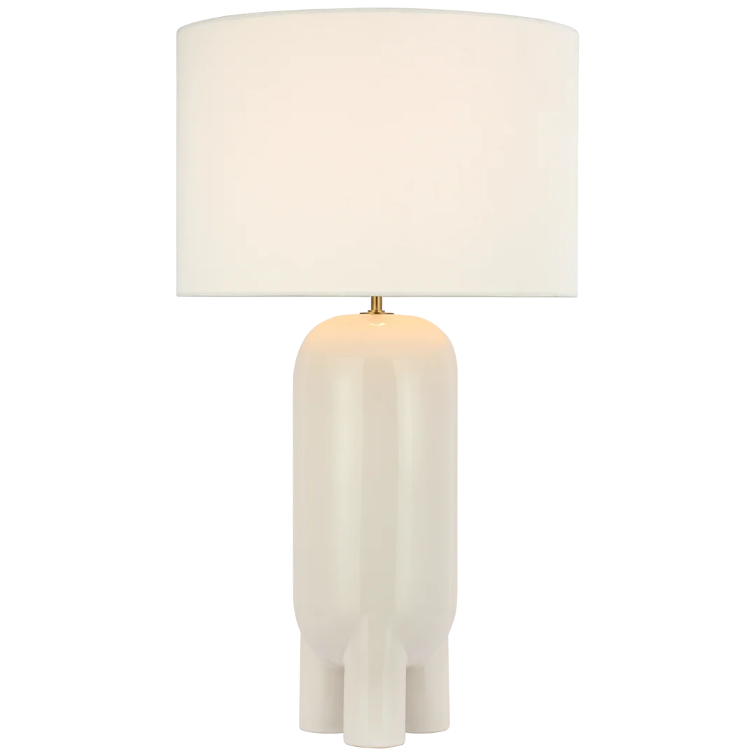 Charlene Large Table Lamp-Visual Comfort-VISUAL-KW 3664NWT-L-Table LampsNew White-Linen Shade-2-France and Son