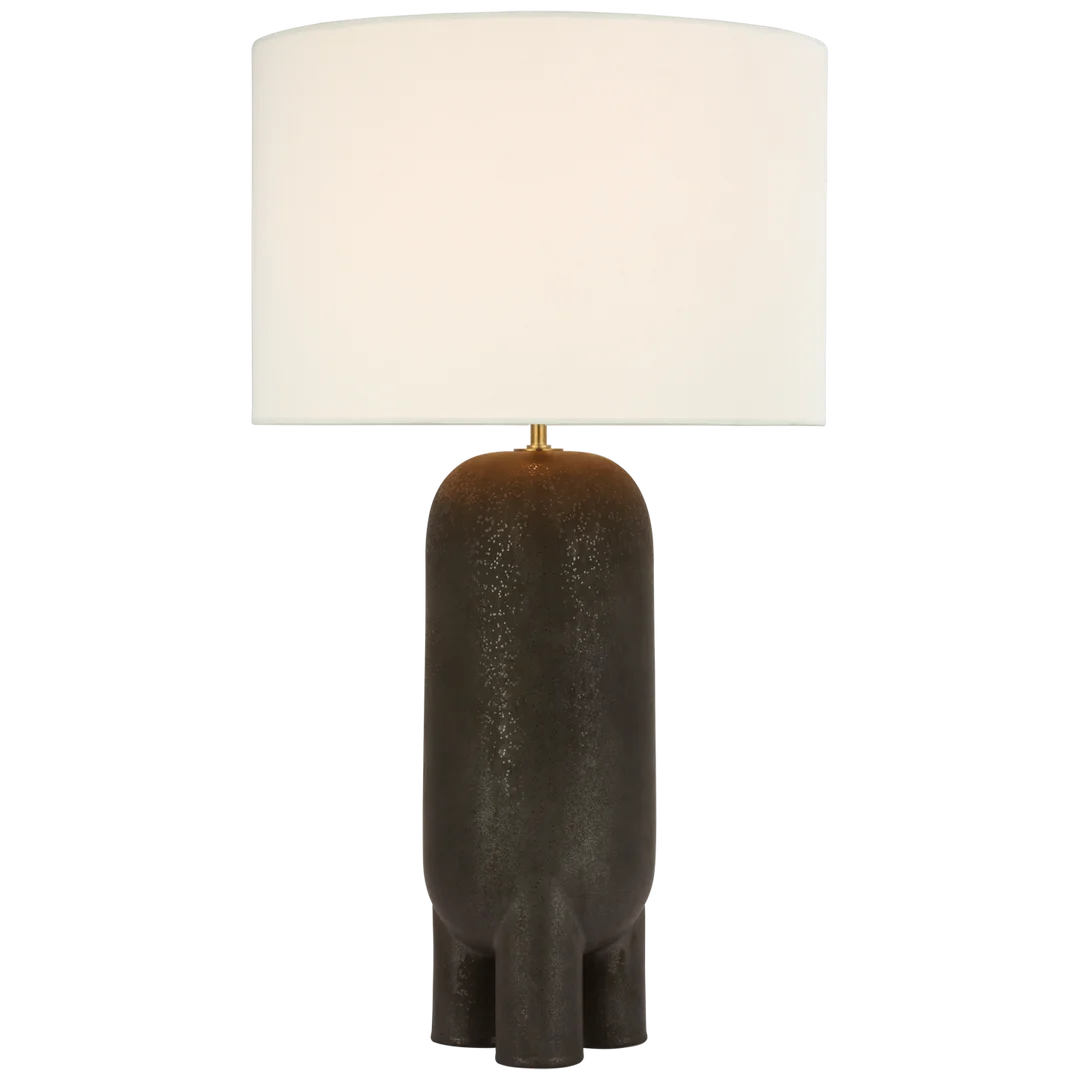 Charlene Large Table Lamp-Visual Comfort-VISUAL-KW 3664SBM-L-Table LampsStained Black Metallic-Linen Shade-3-France and Son