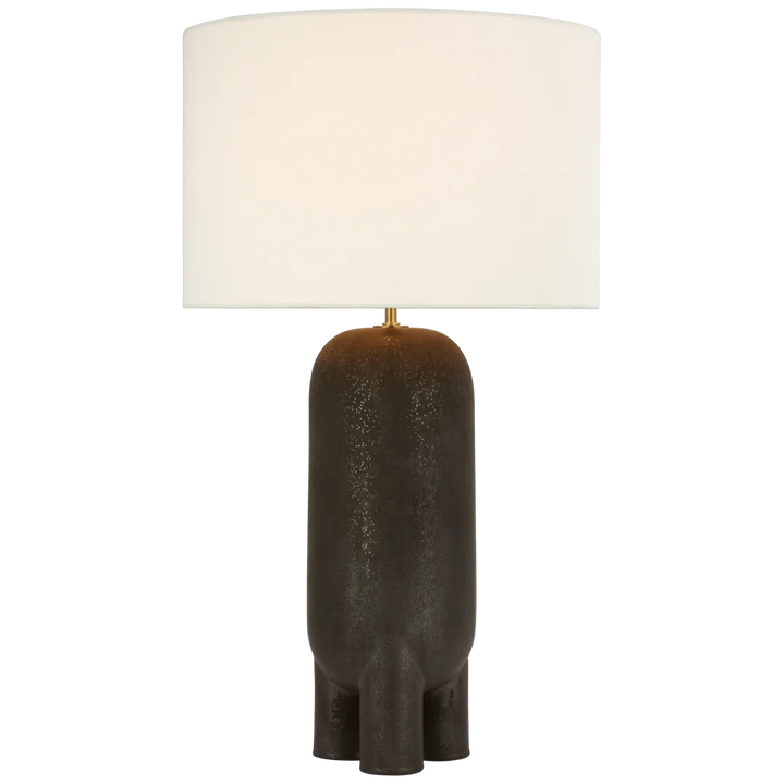 Charlene Large Table Lamp-Visual Comfort-VISUAL-KW 3664SBM-L-Table LampsStained Black Metallic-Linen Shade-3-France and Son