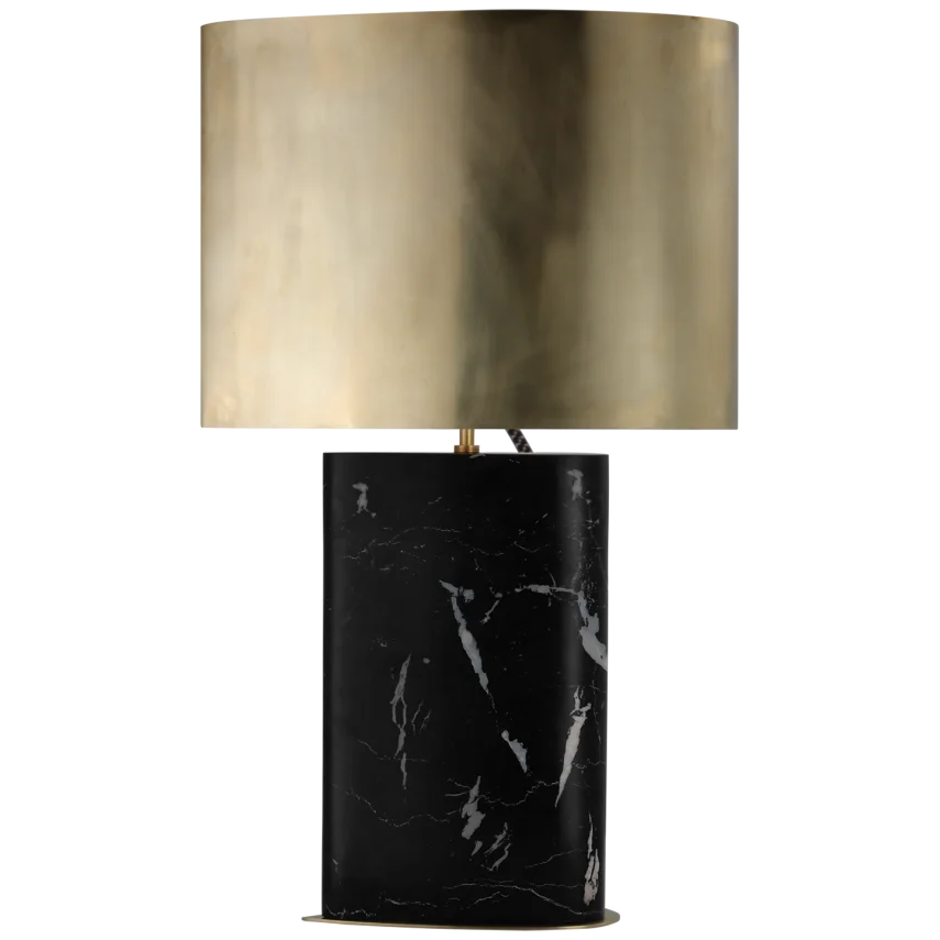 Murphy Large Teardrop Table Lamp-Visual Comfort-VISUAL-KW 3928BM-AB-Table LampsBlack Marble-Antique-Burnished Brass Shade-1-France and Son