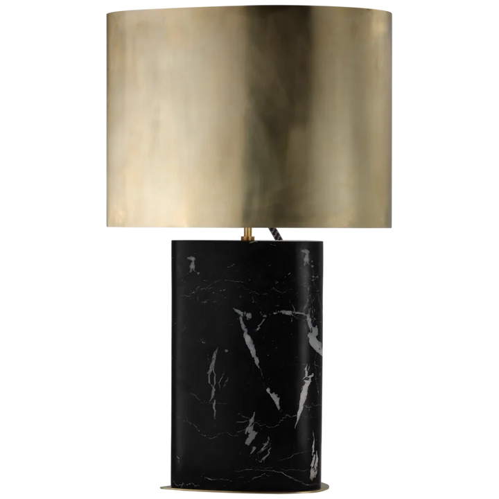 Murphy Large Teardrop Table Lamp-Visual Comfort-VISUAL-KW 3928BM-AB-Table LampsBlack Marble-Antique-Burnished Brass Shade-1-France and Son