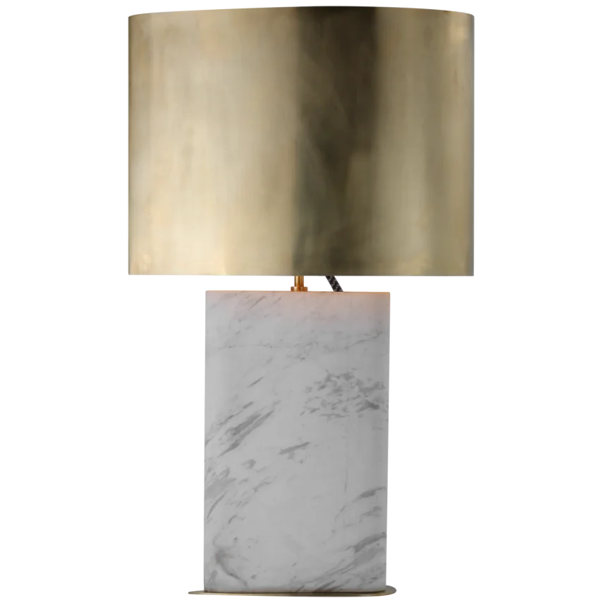 Murphy Large Teardrop Table Lamp-Visual Comfort-VISUAL-KW 3928WM-AB-Table LampsWhite Marble-Antique-Burnished Brass Shade-2-France and Son