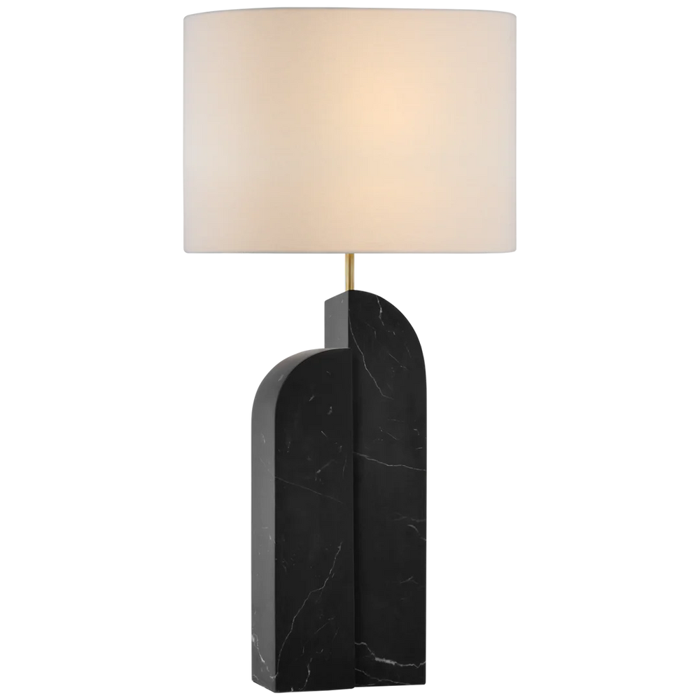 Savoy Large Table Lamp-Visual Comfort-VISUAL-KW 3930BM-L-Table LampsLeft - Black Marble-Linen Shades-2-France and Son