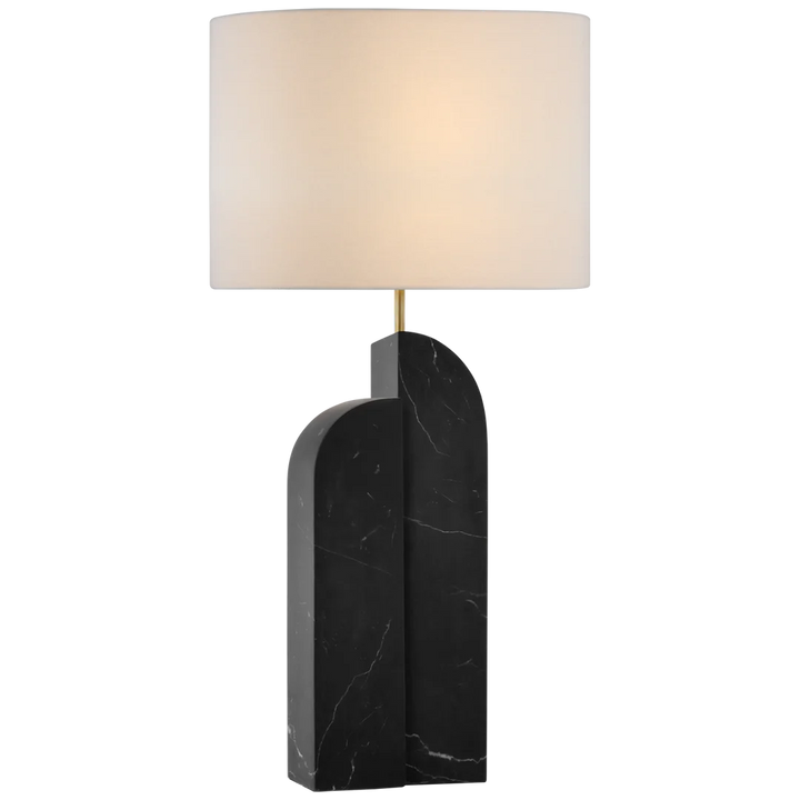 Savoy Large Table Lamp-Visual Comfort-VISUAL-KW 3930BM-L-Table LampsLeft - Black Marble-Linen Shades-2-France and Son