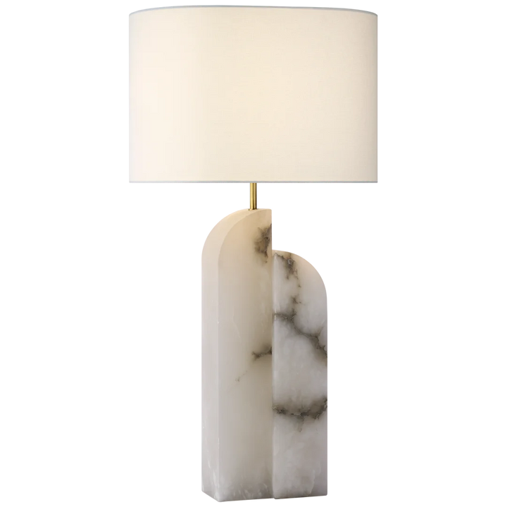 Savoy Large Table Lamp-Visual Comfort-VISUAL-KW 3931ALB-L-Table LampsRight - Alabaster-Linen Shades-4-France and Son