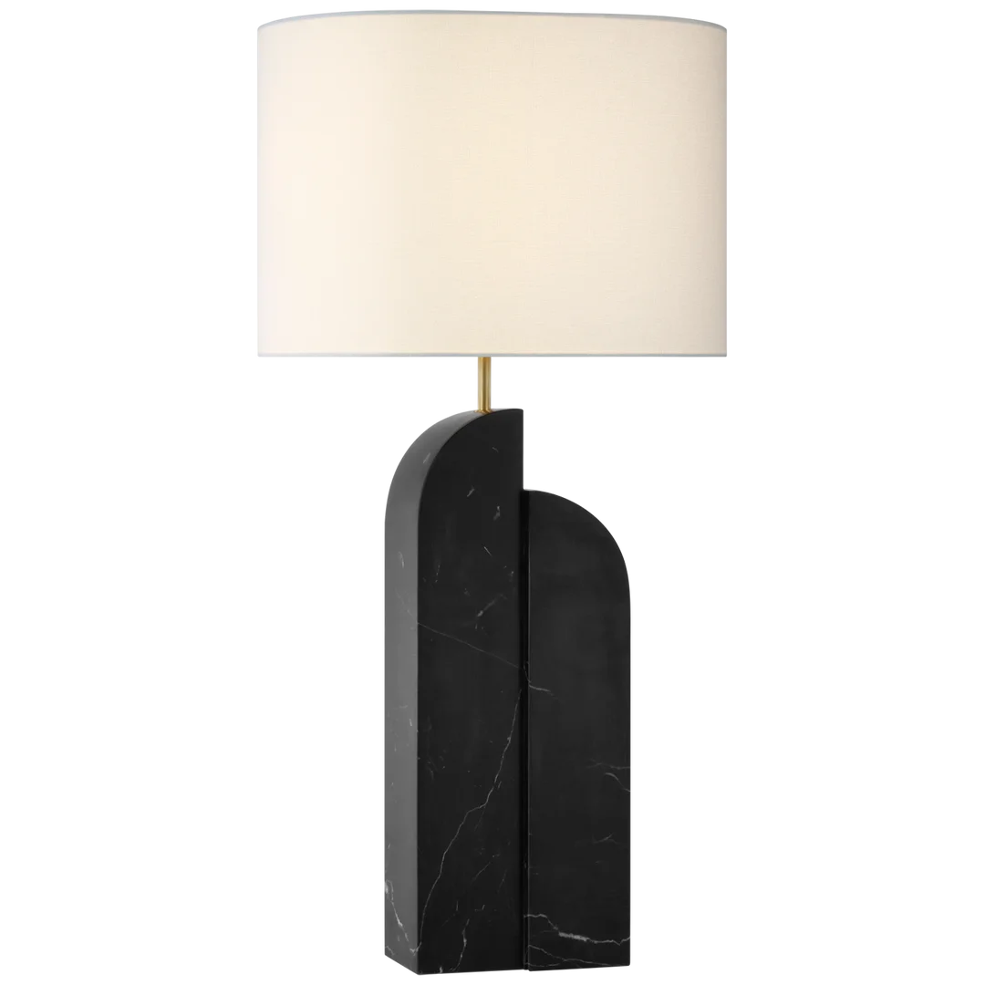 Savoy Large Table Lamp-Visual Comfort-VISUAL-KW 3931BM-L-Table LampsRight - Black Marble-Linen Shades-5-France and Son