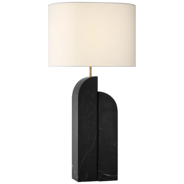 Savoy Large Table Lamp-Visual Comfort-VISUAL-KW 3931BM-L-Table LampsRight - Black Marble-Linen Shades-5-France and Son