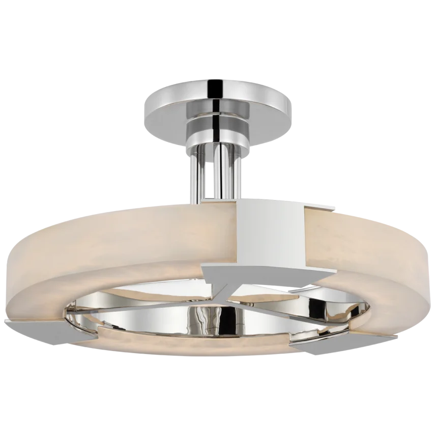 Cooper Medium Ring Semi - Flush Mount-Visual Comfort-VISUAL-KW 4142PN/ALB-Flush MountsPolished Nickel and Alabaster-3-France and Son