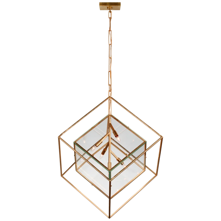 Cube X-Large Pendant-Visual Comfort-VISUAL-KW 5025G-CG-PendantsGild-Clear Glass-3-France and Son