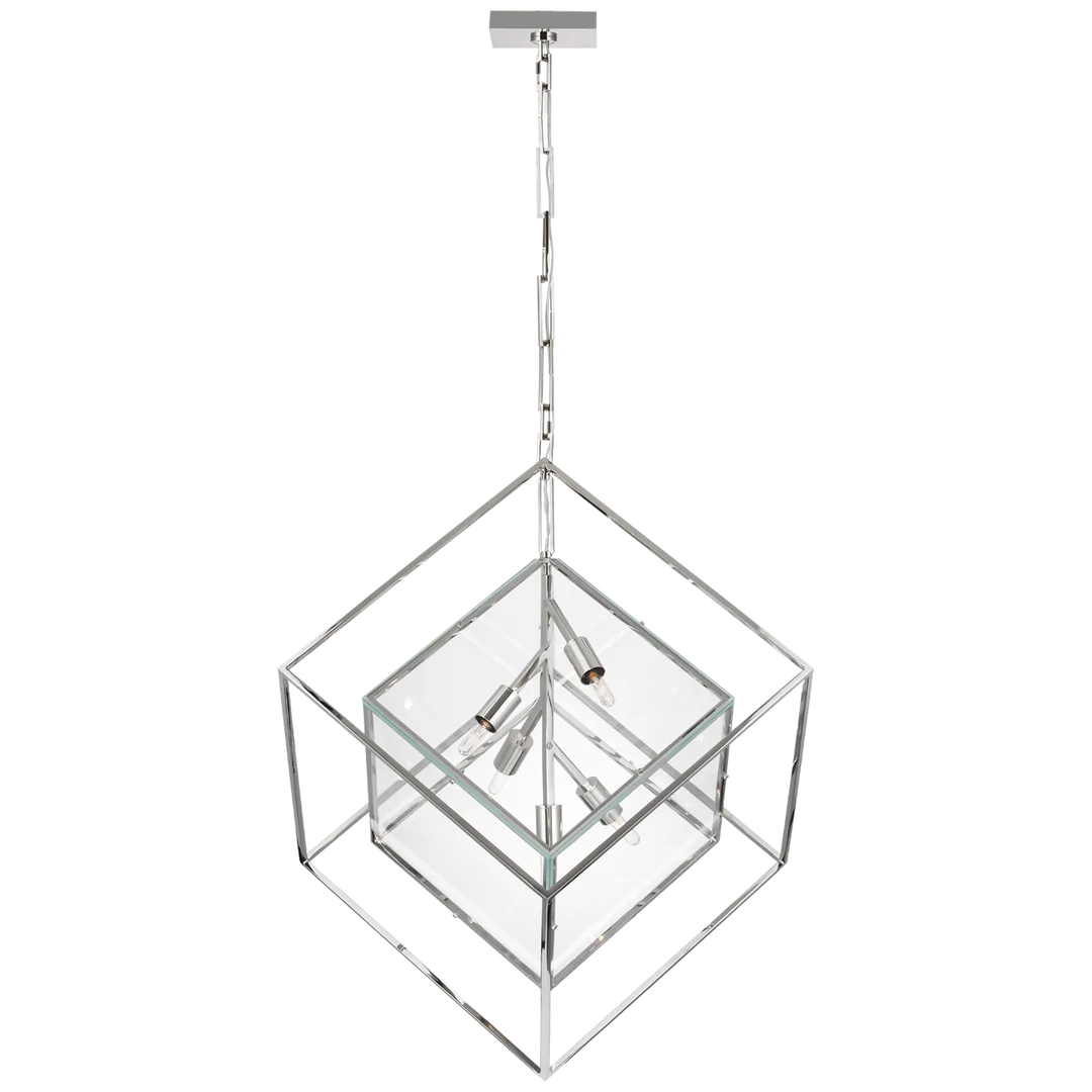 Cube X-Large Pendant-Visual Comfort-VISUAL-KW 5025PN-CG-PendantsPolished Nickel-Clear Glass-1-France and Son