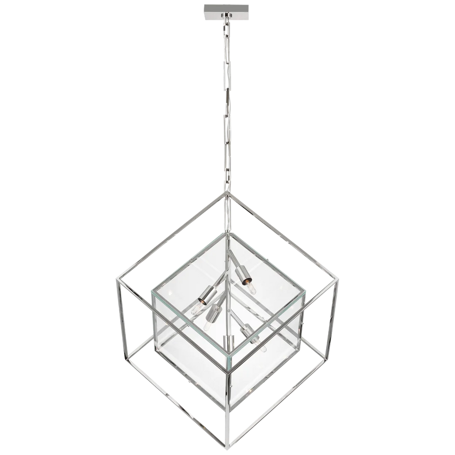 Cube X-Large Pendant-Visual Comfort-VISUAL-KW 5025PN-CG-PendantsPolished Nickel-Clear Glass-1-France and Son