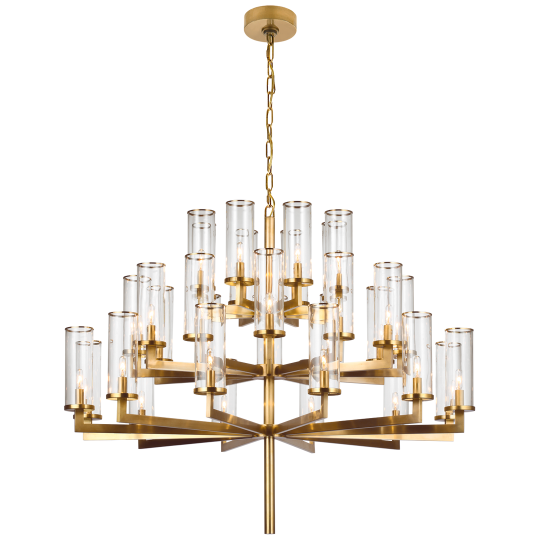 Layla Triple Tier Chandelier-Visual Comfort-VISUAL-KW 5202AB-CG-ChandeliersBrass-Clear-1-France and Son