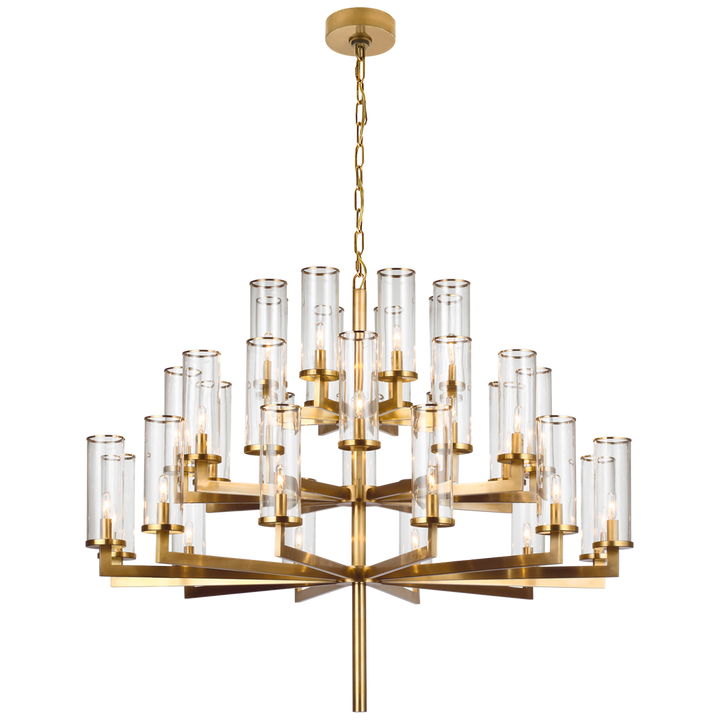 Layla Triple Tier Chandelier-Visual Comfort-VISUAL-KW 5202AB-CG-ChandeliersBrass-Clear-1-France and Son