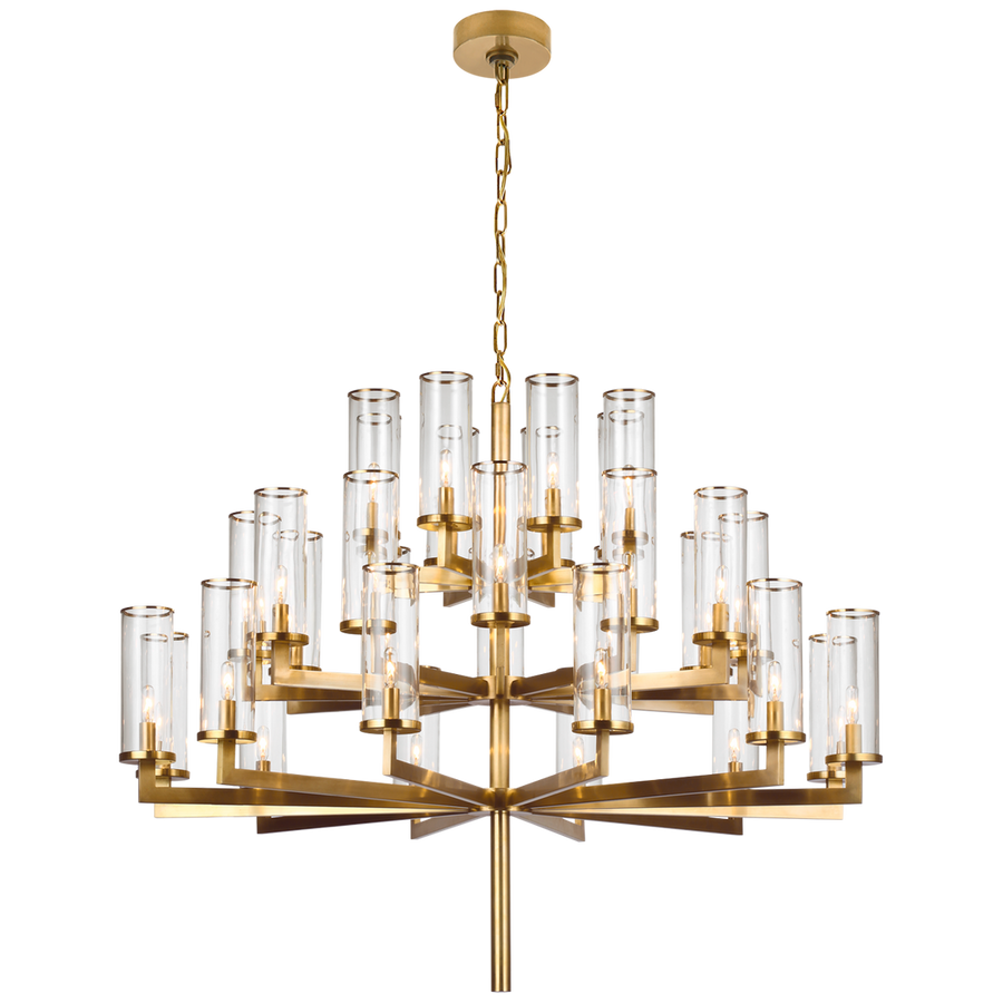 Layla Triple Tier Chandelier-Visual Comfort-VISUAL-KW 5202AB-CG-ChandeliersBrass-Clear-1-France and Son