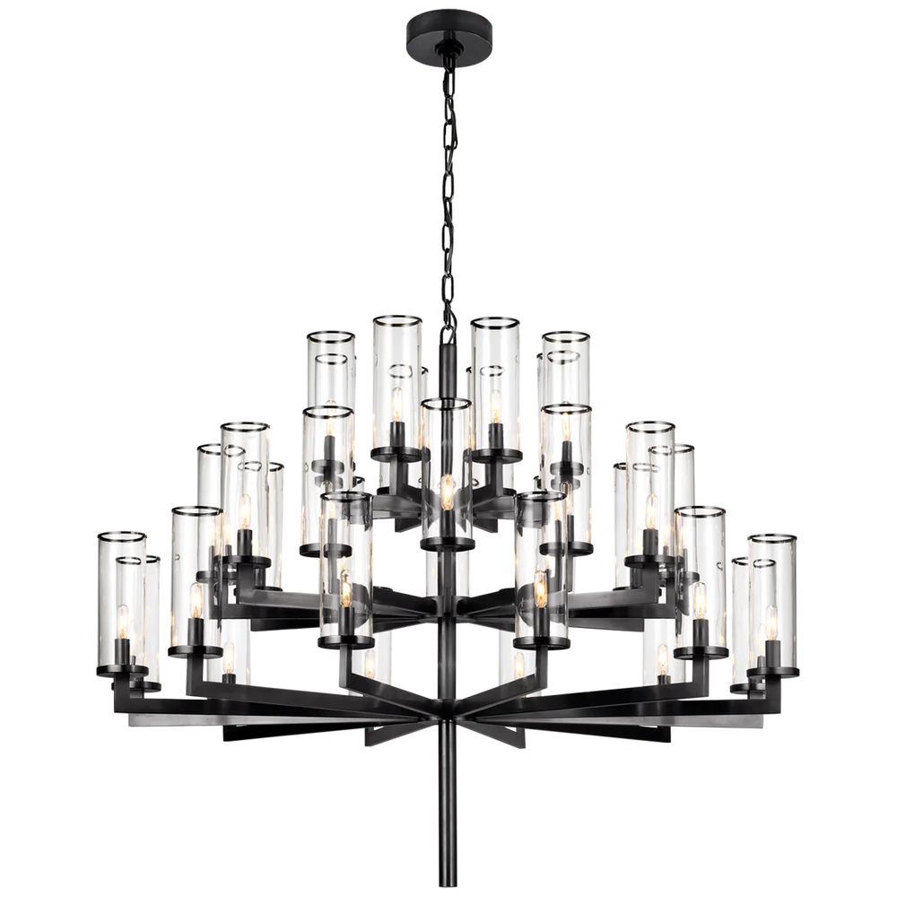 Layla Triple Tier Chandelier-Visual Comfort-VISUAL-KW 5202BZ-CG-ChandeliersBronze-Clear-2-France and Son