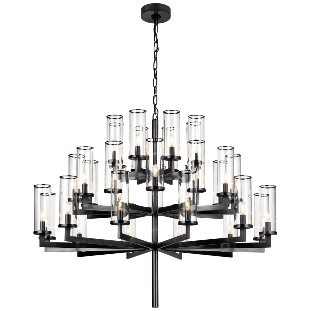 Layla Triple Tier Chandelier-Visual Comfort-VISUAL-KW 5202BZ-CG-ChandeliersBronze-Clear-2-France and Son