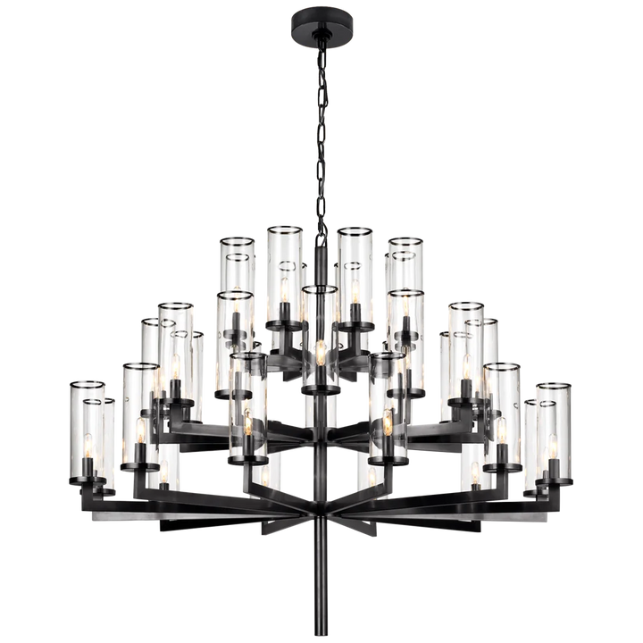 Layla Triple Tier Chandelier-Visual Comfort-VISUAL-KW 5202BZ-CG-ChandeliersBronze-Clear-2-France and Son