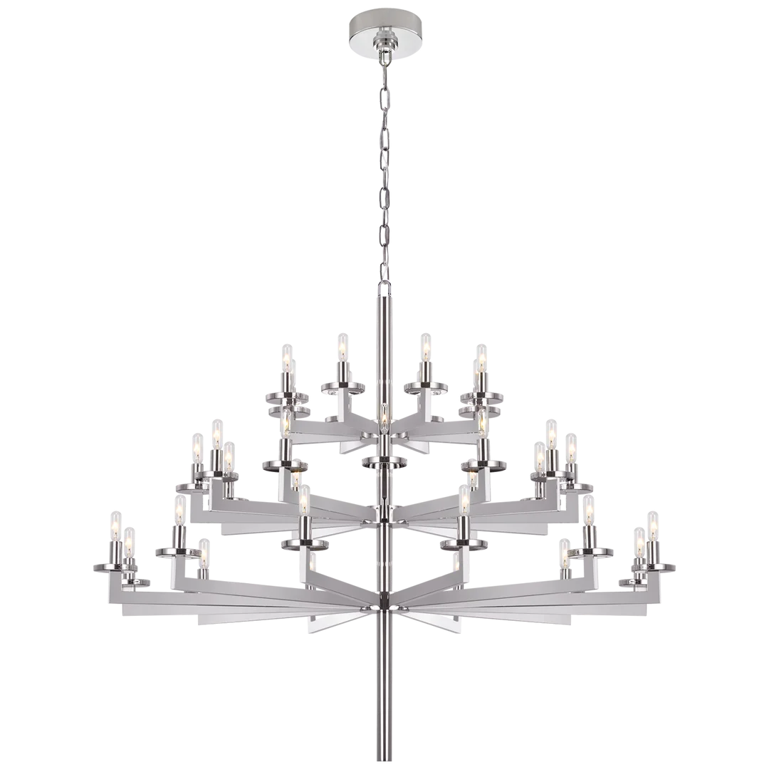 Layla Triple Tier Chandelier-Visual Comfort-VISUAL-KW 5202PN-ChandeliersNickel-No Option-6-France and Son