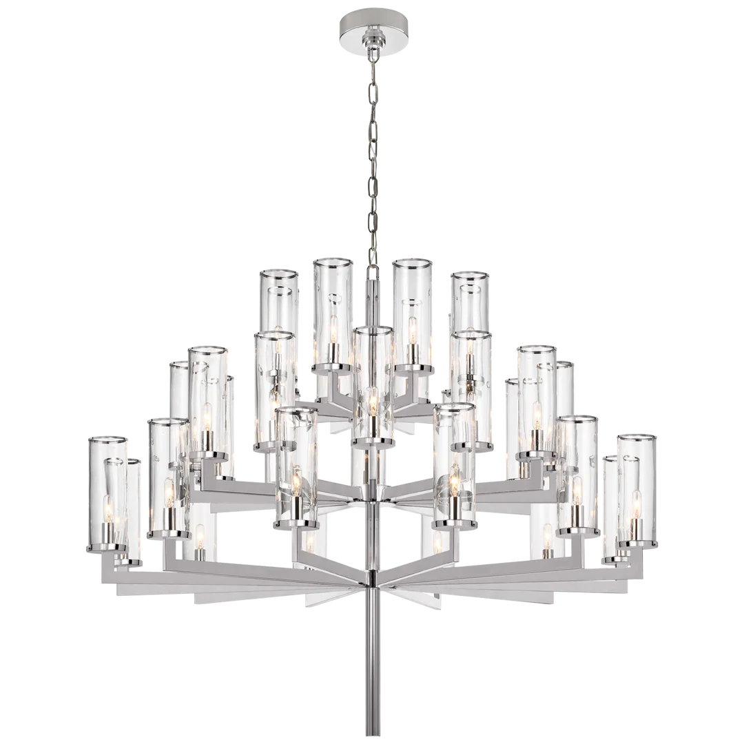 Layla Triple Tier Chandelier-Visual Comfort-VISUAL-KW 5202PN-CG-ChandeliersNickel-Clear-3-France and Son