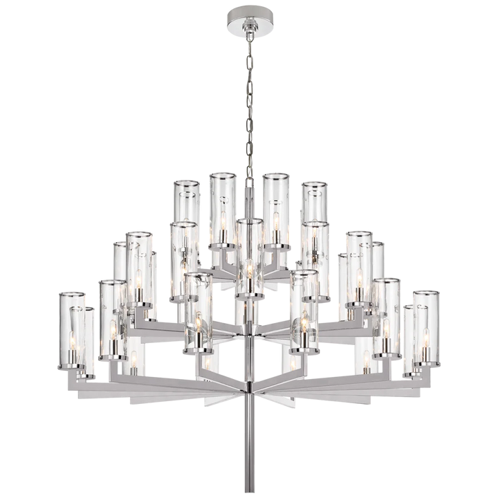 Layla Triple Tier Chandelier-Visual Comfort-VISUAL-KW 5202PN-CG-ChandeliersNickel-Clear-3-France and Son