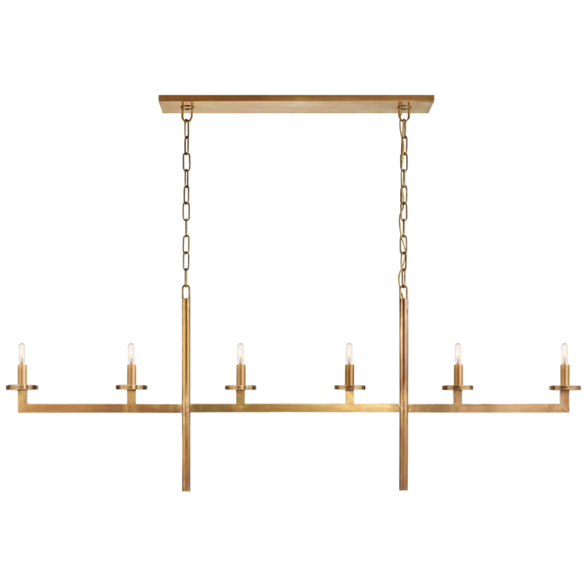 Limo Large Linear Chandelier-Visual Comfort-VISUAL-KW 5203AB-ChandeliersAntique-Burnished Brass-1-France and Son
