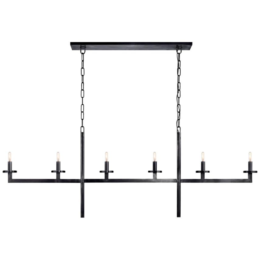 Limo Large Linear Chandelier-Visual Comfort-VISUAL-KW 5203BZ-ChandeliersBronze-2-France and Son